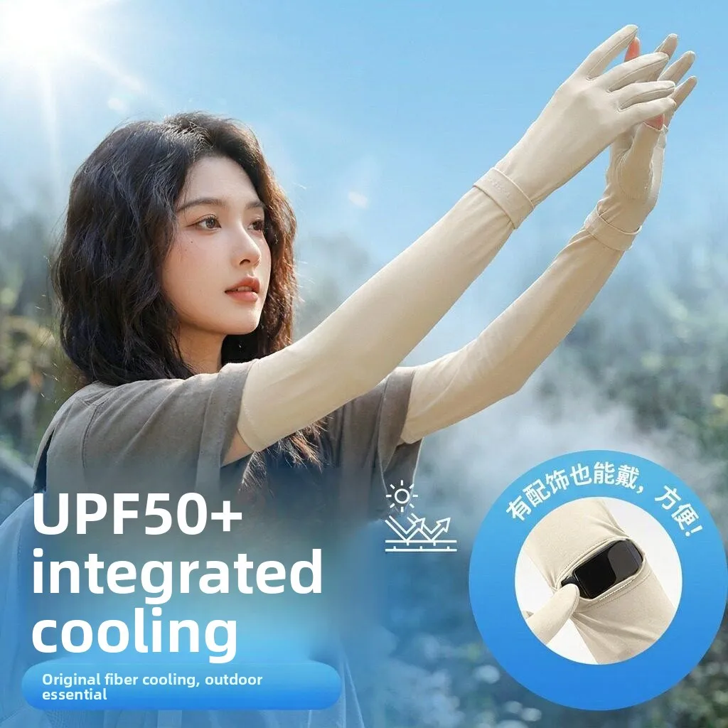 日焼け止めロングアイススリーブグローブ-薄型ドライビングサマーアームカバー-uvカット一体型デザイン-通気性速乾性