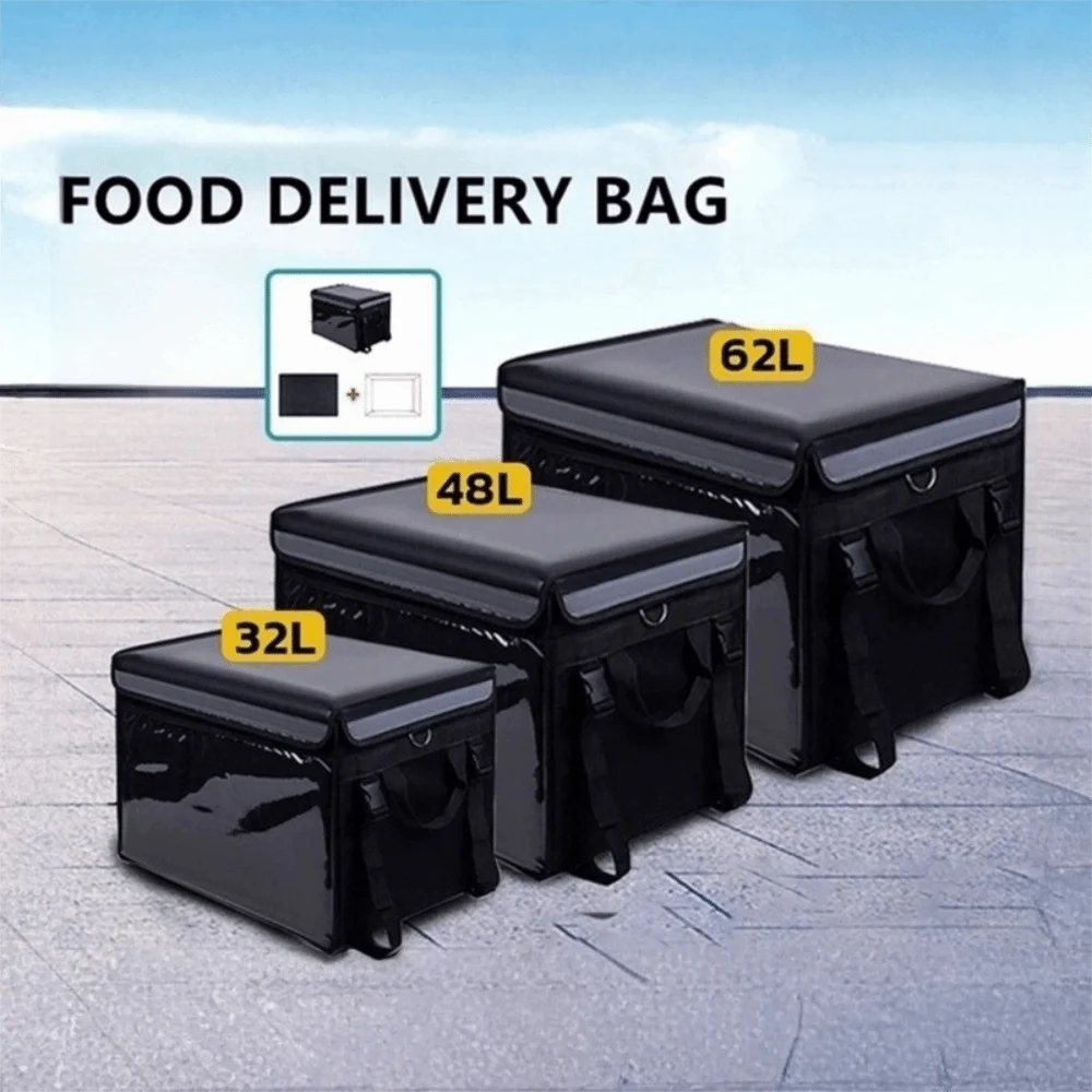 Водонепроницаемая сумка для доставки пищевых продуктов, 32 л/48 л/62 л, термоизолированная сумка из ткани Оксфорд, сумка для сохранения температуры из алюминиевой фольги