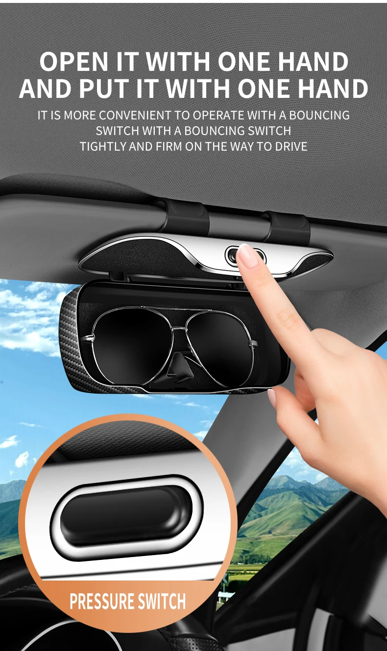 Auto Brillen Box Tragbare Auto Sonnenbrille Halter Im Auto Fahren Gläser Halter Brillen Fall Sonnenblende Auto Linsen Halter – Detail 6