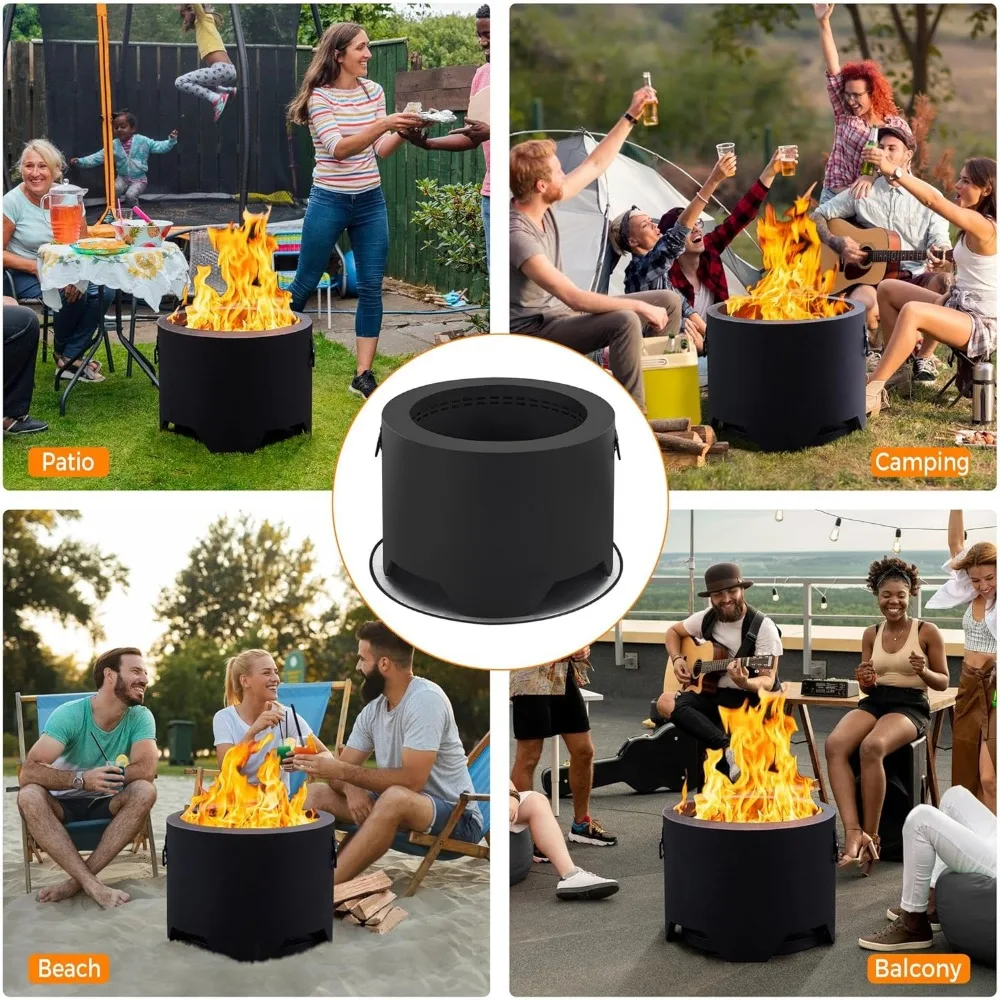 Fire Pit Smokeless Fire Pit Tabletop with Stand Outdoor Wood Burning Firepit Set for Outside Camping with Silicone Mat