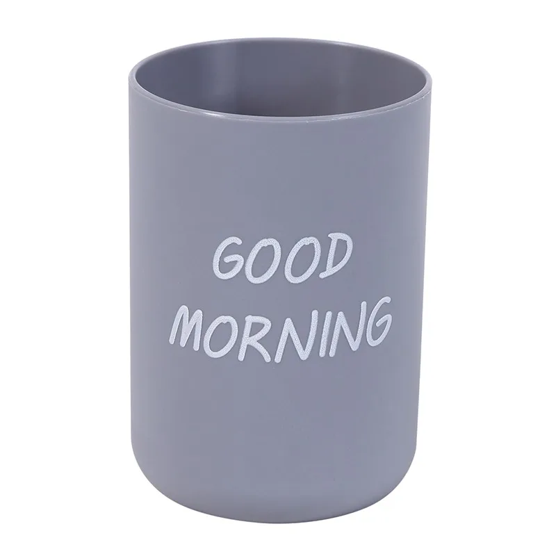 Letter Print Tooth Brush Wash Cup Simple Nordic Style Travel Portable Bathroom Couple Plastic Good Morning Fashion Brushing Cup