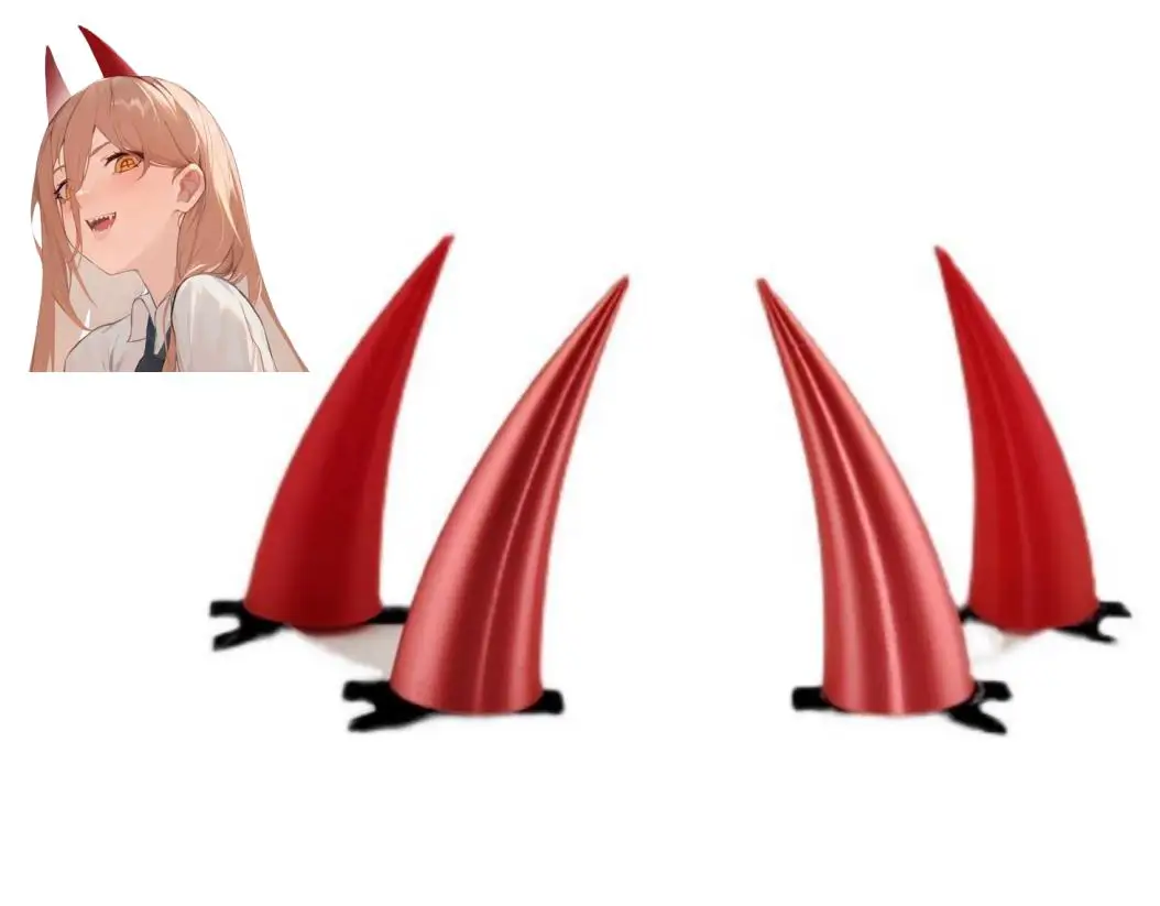 

Chainsaw Man Cosplay Power Demon Anime Devil Red Horn Hair Clips Cute Headwear Gifts Model Devil's Horn Hairpin Halloween