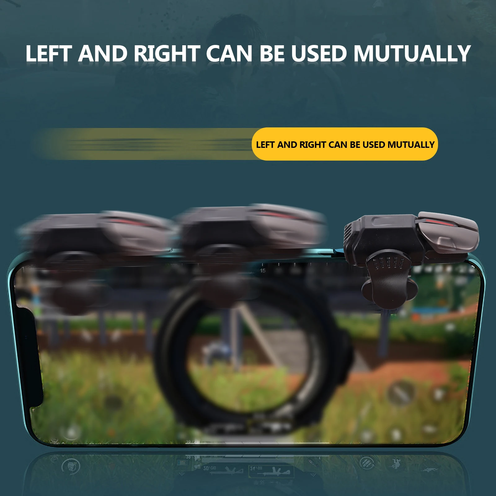 

Six-finger Linkage Triggers Black Game Controller Durable Practical Compact Metal Install Universal Phone Lightweight