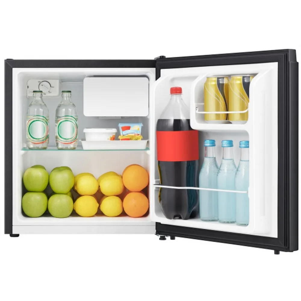 Novo refrigerador compacto de 1,6 pés cúbicos, mini geladeira de porta única, prata