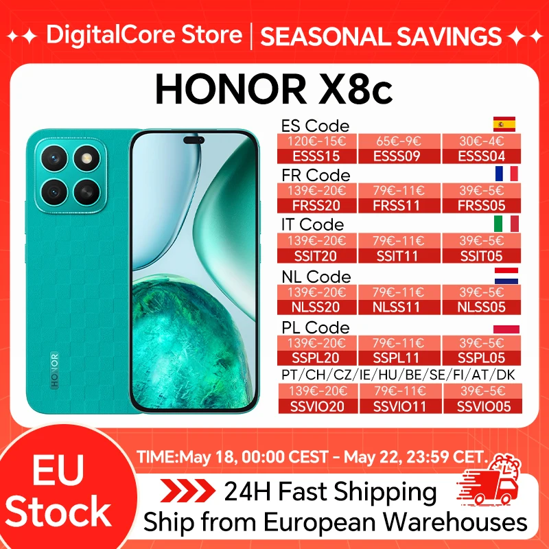 Smartphone Honor X8c 4G, écran AMOLED 6,7 pouces, 108MP et 50MP, photographie de nuit ultra-claire, résistance extrême aux chutes et à l'eau, HONOR AI Eraser