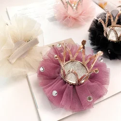 Barrettes couronne pour enfants, Clip latéral, coiffure d'anniversaire, en maille, série princesse, épingle à cheveux, Clips pour filles