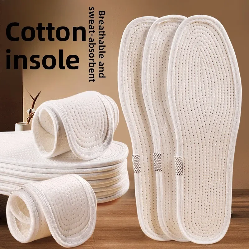 White Edged Multi-layer Cotton Insoles Sweat Absorbent Deodorant Soft Shoe Pads for Men Women Shoes