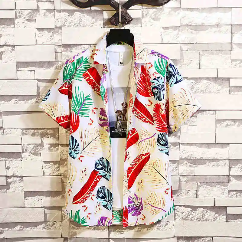2025 Fashion Men Women Holiday Hawaiian Shirts Vacation Outdoor Casual Leaf Print Graphic T-shirt Flowers Clothes Lapel Blouse