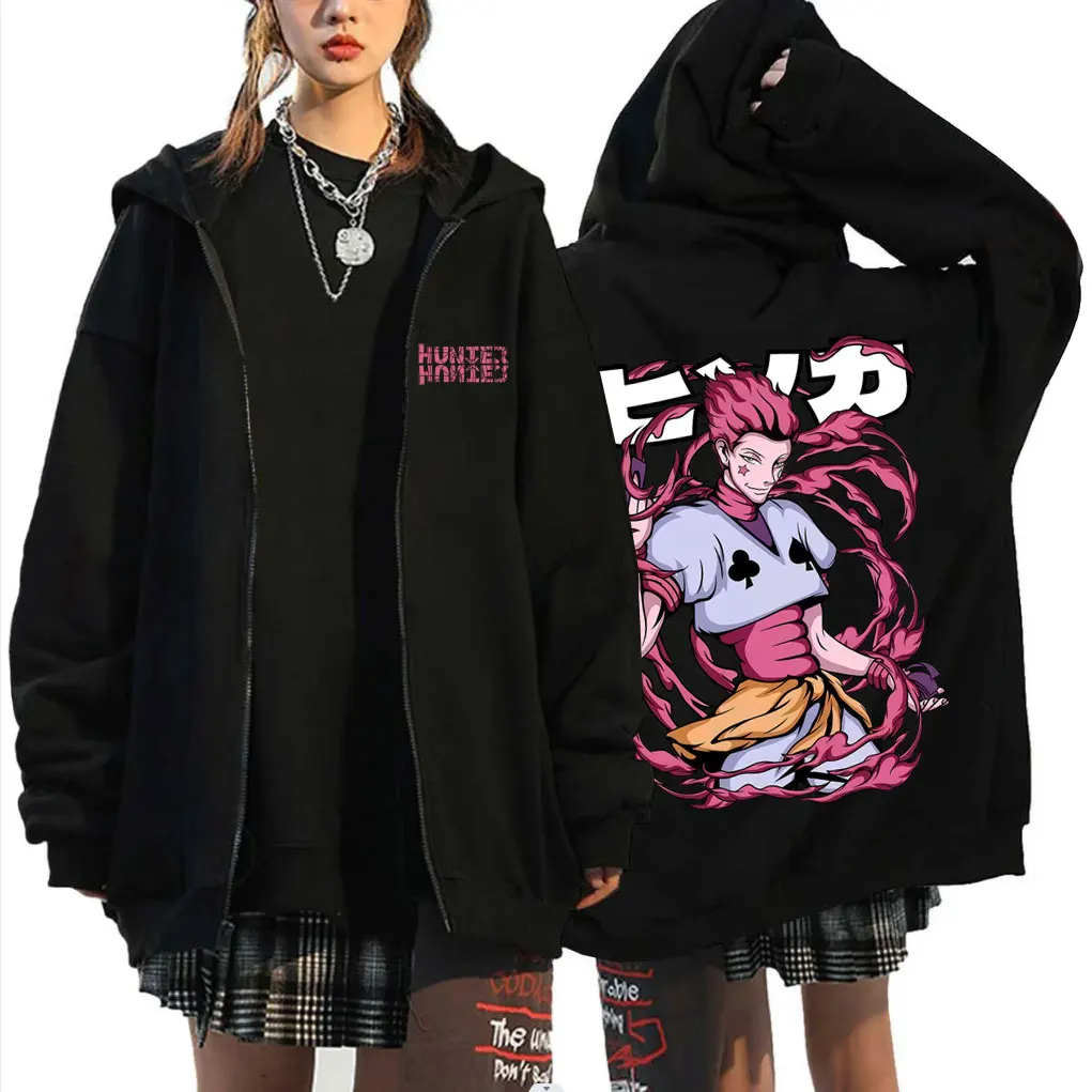 

Anime Hunter X Hunter Zipper Hoodie Cartoon Hisoka Graphic Zip Up Jacket Men Women Manga Cosplay Oversized Zip Up Sweatshirts