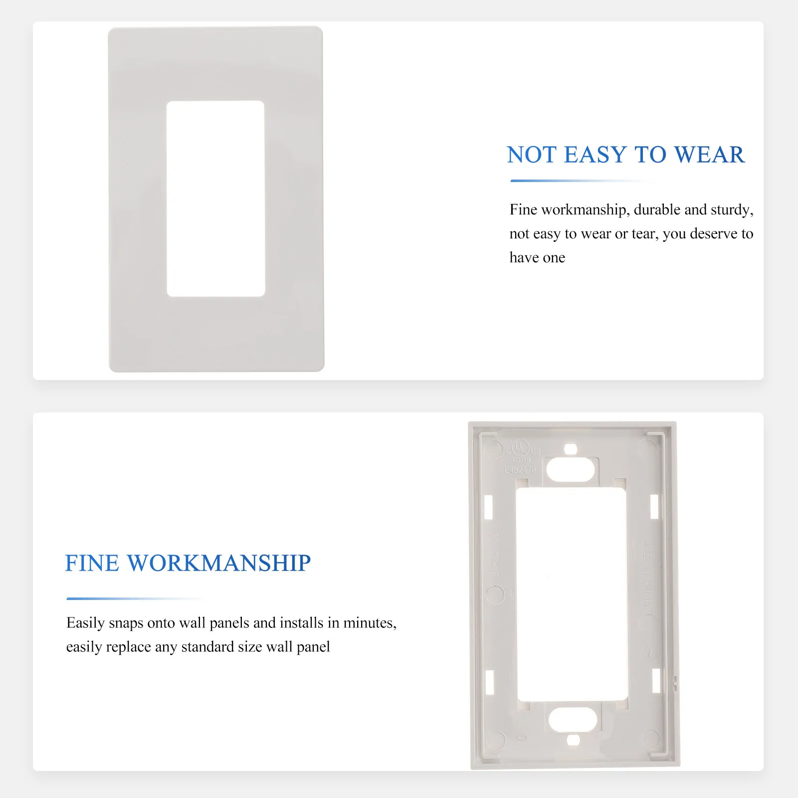 Screwless Wall Plate 1 Gang Pc Material High Temperature Resistant Outlet Cover Electrical Switch Plate Cover for Office Kitchen