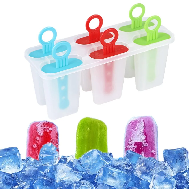 6 Cell Ice Cream Popsicle Mold DIY Ice Cream Machine Homemade Ice Box Summer Children Ice-lolly Mold Ice Tray Kitchen Gadgets