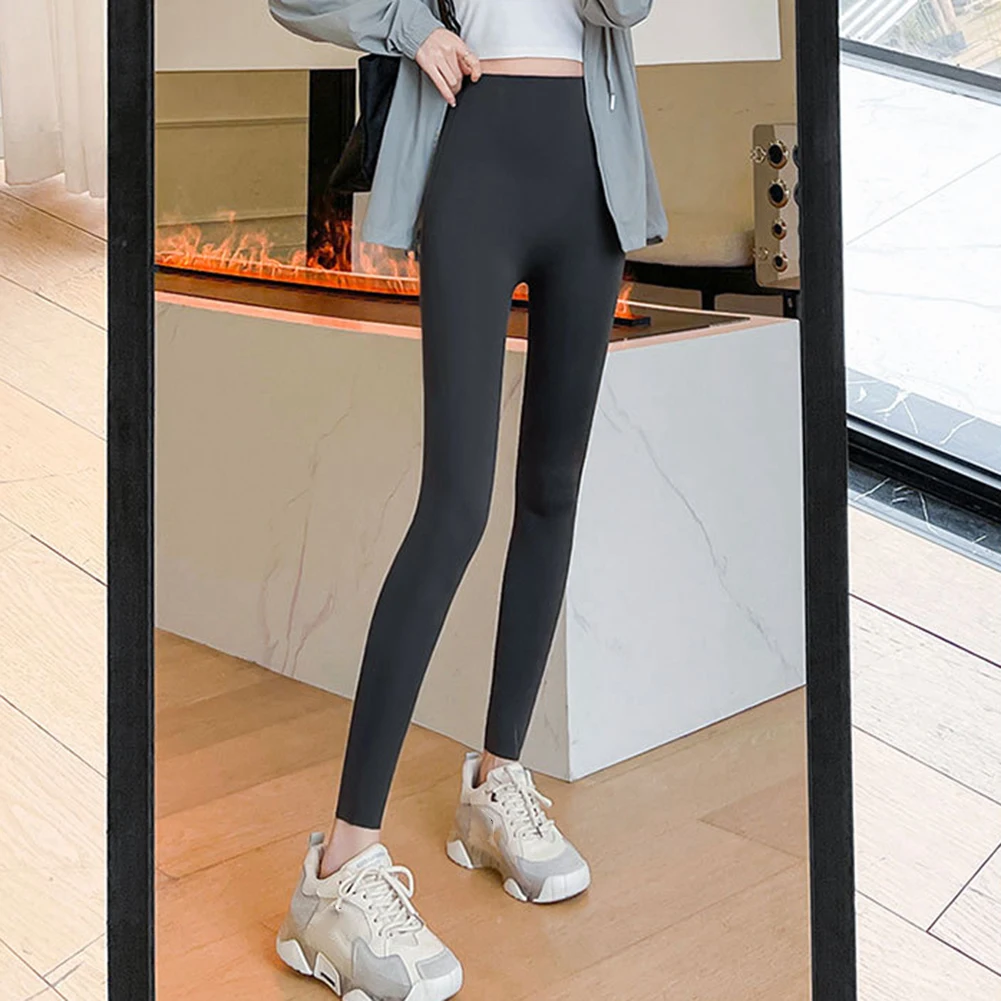 Slim Fit Leggings High Waist Leggings Casual Outings Casual Daily Wear Solid Color Design All Seasons Suitable