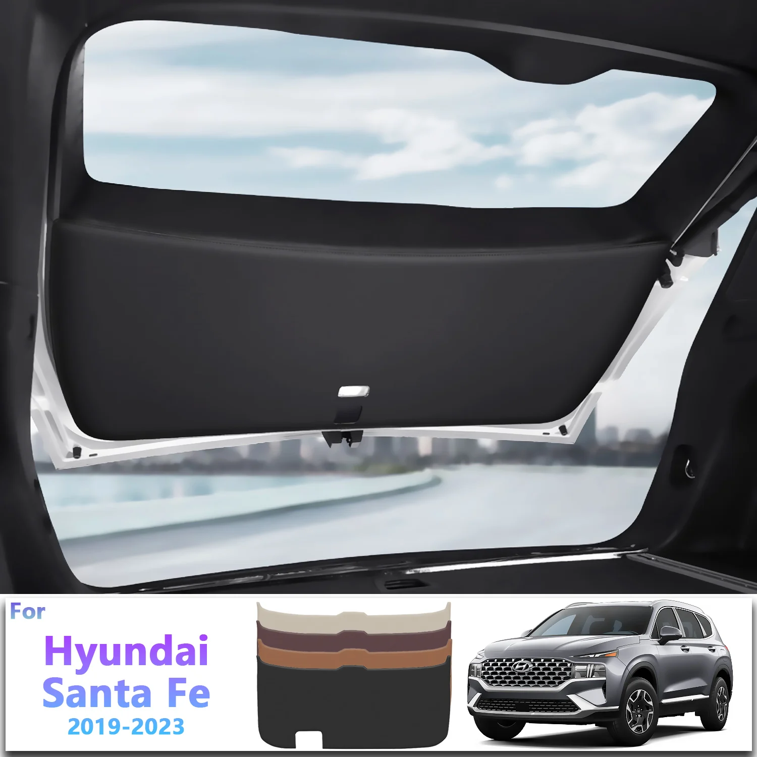 

For Hyundai Santa Fe 2019-2022 2023 Car Liftgate Protection Mat Rear Trunk Protection Cover Anti-kick Leather Decoration Pad