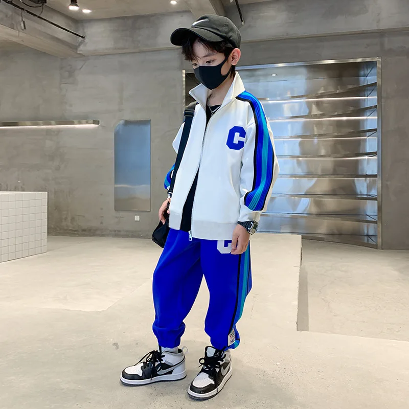 5 6 8 10 12 Year Big Boys Clothing Sets New Fashion Spring Autumn Zipper Coat + Pants 2Pcs Tracksuit Suits For Teen Kids Clothes