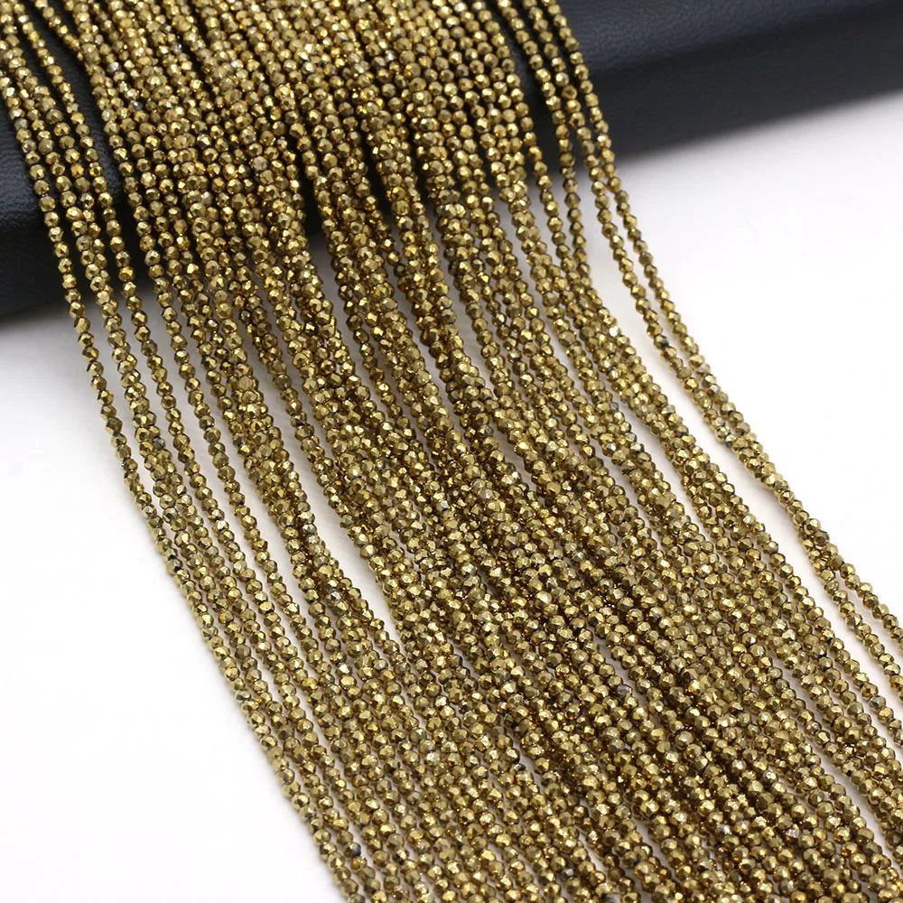 5Piece 2mm Golden Yellow Natural Stone Small Round Bead Faceted Loose Spacer Jewelry Making DIY Bracelet Necklace Accessory38cm