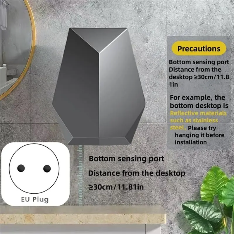 A98I-Quiet مجفف حمام مثبت على الحائط، مجفف يد بمستشعر تلقائي قوي 1600 وات، تركيب بدون مثقاب #2