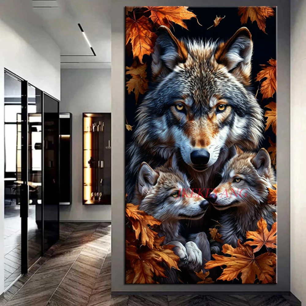 

Милые Волки Лев Семья Diy Алмазная Картина Новый 2025 Полный Квадратный Круглый Животное Алмазная Вышивка Картина Мозаика Для Домашнего Декора