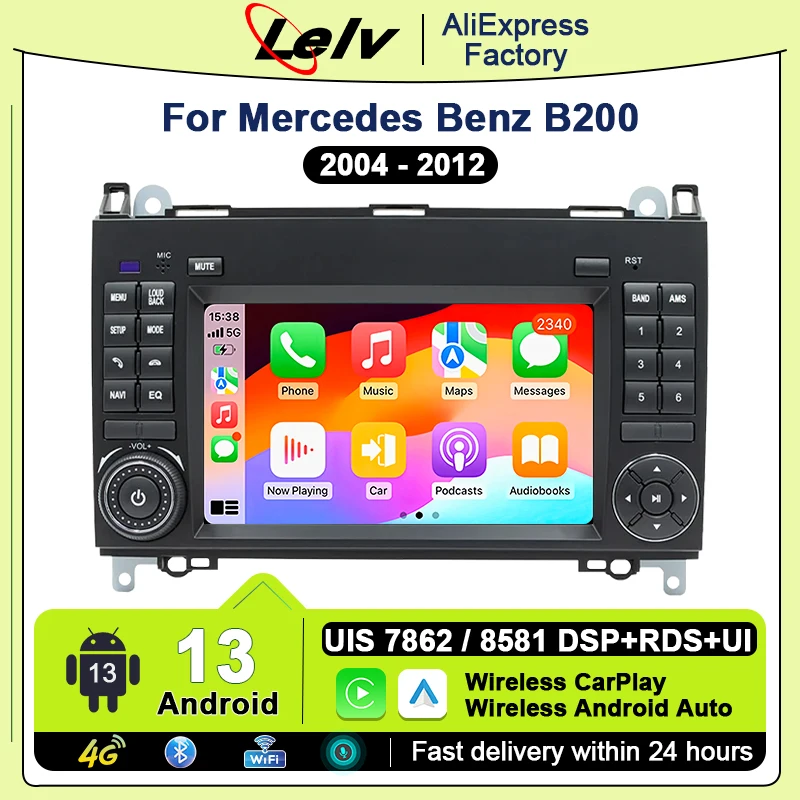 

Lelv 7" Car Radio Android13 For Mercedes Sprinter W906 Benz B200 A B Class W169 W245 Viano Vito W639 GPS Navigation Stereo Head