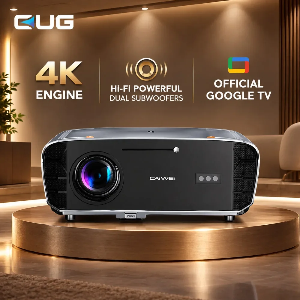 Supports 4K Engine Video Projector 4200 ANSI Android14 Google TV Daytime Movie WiFi6 TOF Auto Focus Dual Speaker Home Theater