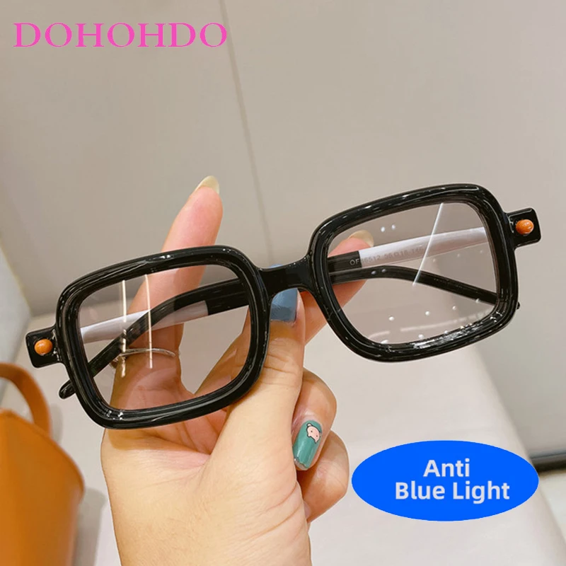 

Vintage Thick Frame Square Blue Light Blocking Glasses Women Fashion Luxury Designers Computer Play Games Eye Protection Eyewear