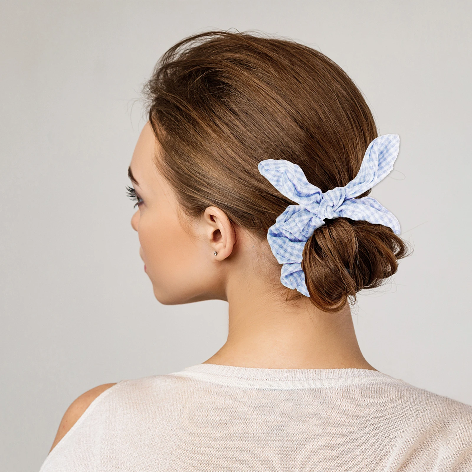 

12pcs Bunny Ear Scrunchies Hair Ties Elastic Bow Rabbit Ears Stylish Comfortable Women Girls Party Daily Wear Satin Braids