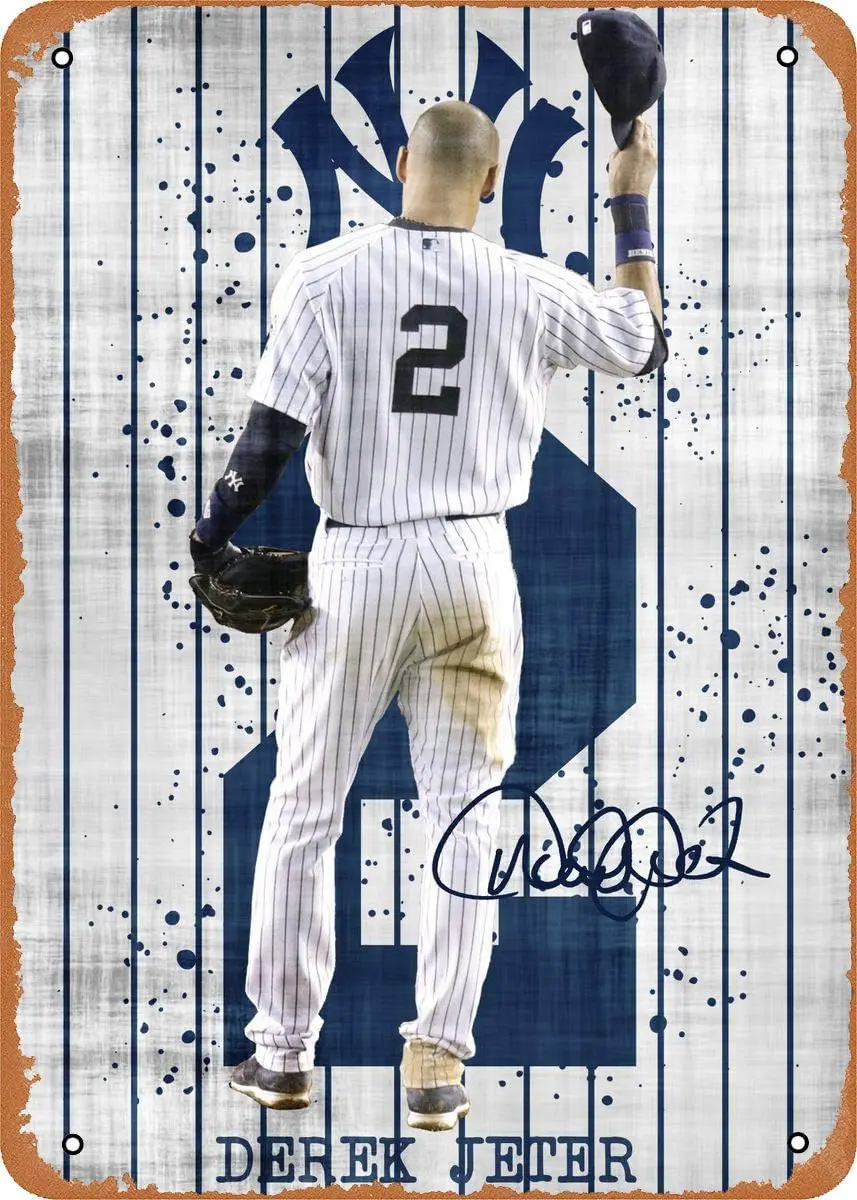 Tin Sign For Vintage Look Metal Sign - Yankees Derek Jeter - ; Plate Wall Decor