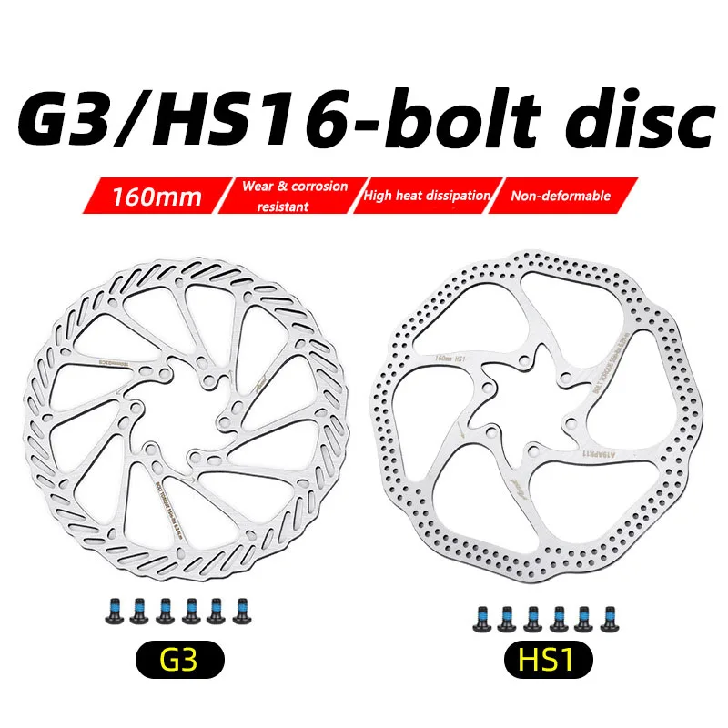 

G3 & HS1 160mm 6 - Bolt Disc Brake Rotors for Mountain Bikes: Stainless Steel, Wear-Resistant&Stable Braking