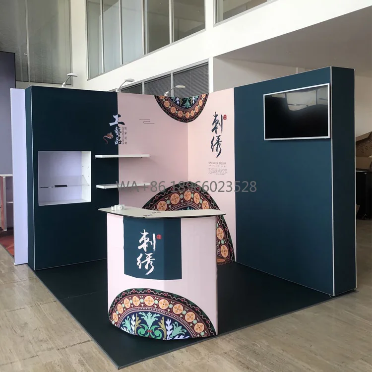 Cabina móvil de exhibición emergente modular reutilizable con gráfico personalizado