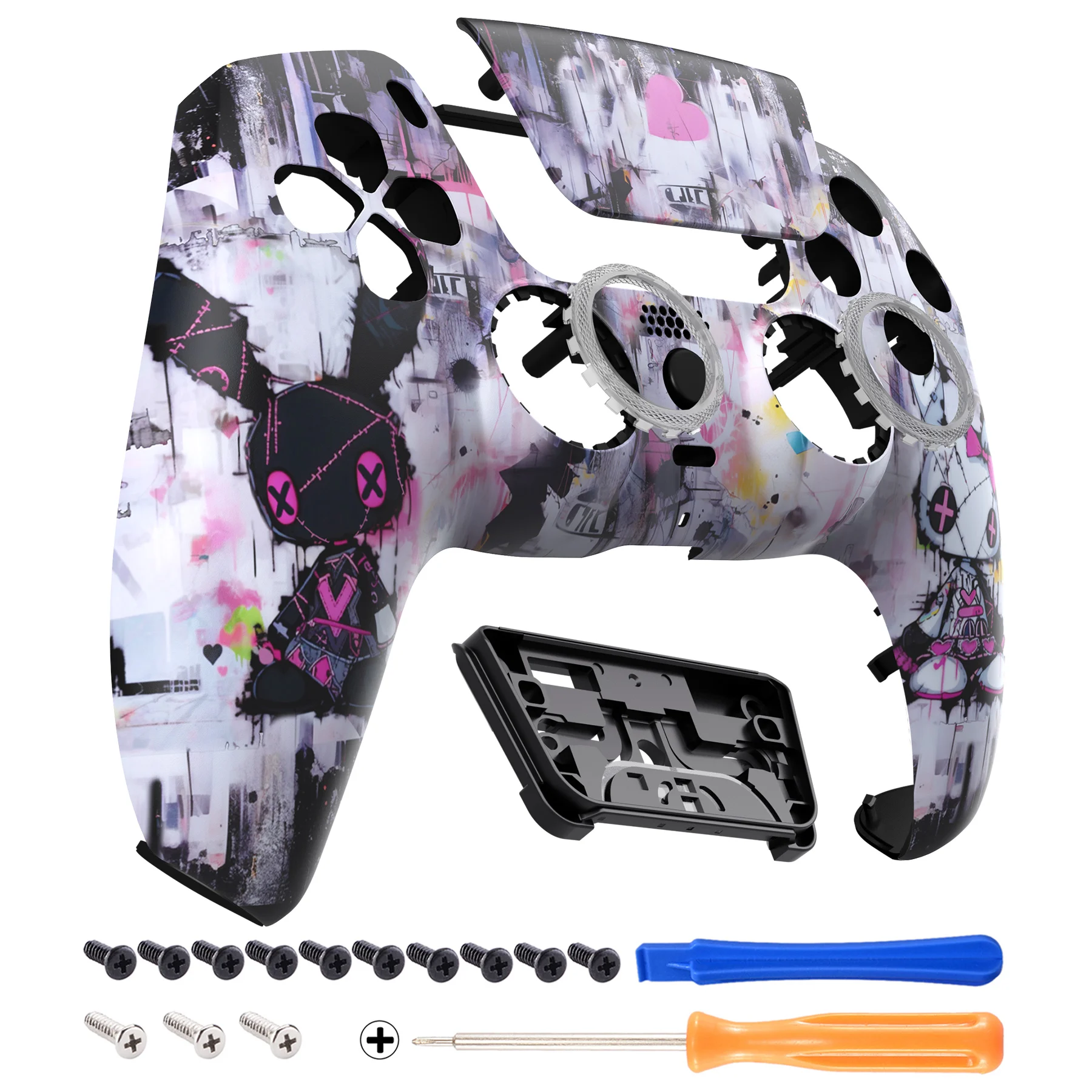 ExtremeRate LUNA Redesigned Front Shell Touchpad for ps5 Controller BDM-010/020/030/040/050/060 - Lovely Punky Bunny