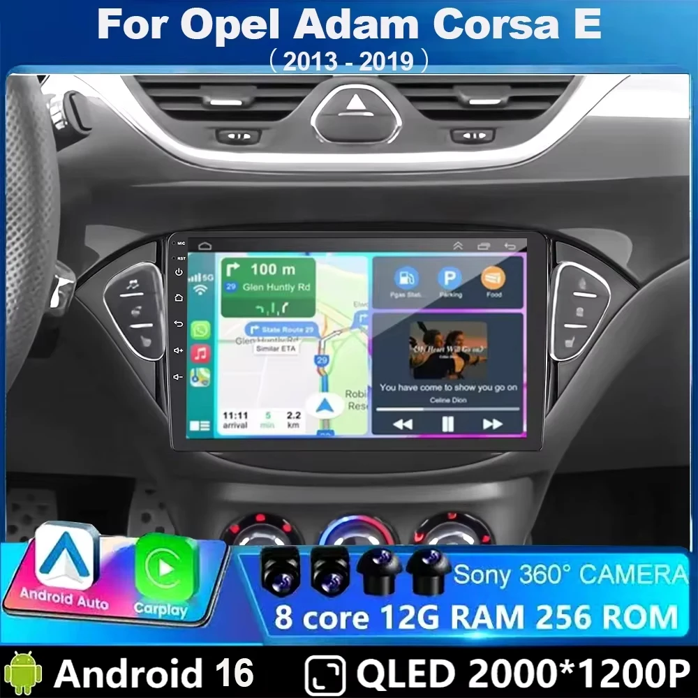 2din Android 16 Car Radio Multimedia Video Player For Opel Adam 2013 - 2016 for Corsa E 2015 - 2019 Audio Stereo CarPlay Auto 4G