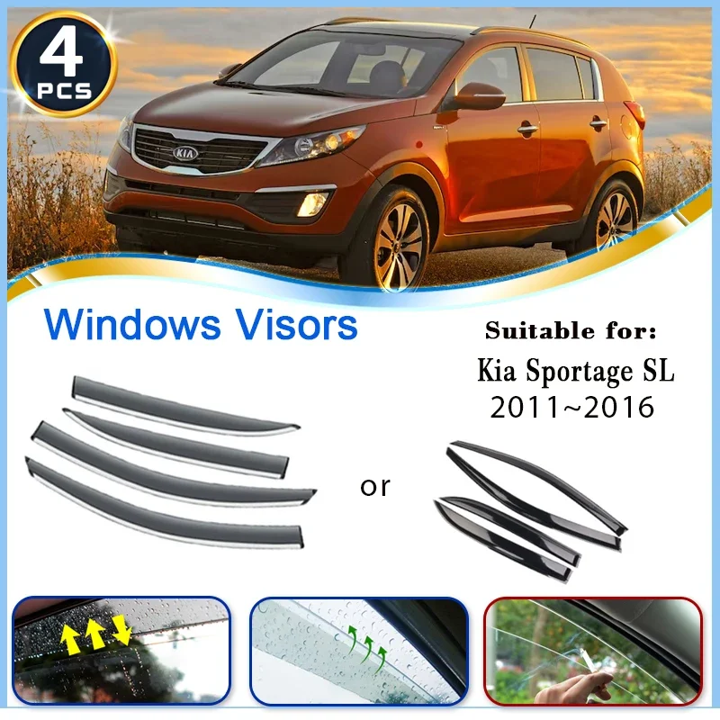 

Car Window Visors For Kia Sportage SL 2011~2016 2013 Waterproof Rain Guards Deflector Windshield Eyebrow Awning Auto Accessories