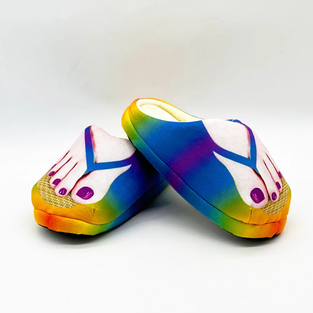 شتاء دافئ نعال قماش النساء أقدام داخلية طباعة لينة ضوء المنزل الشرائح جميل الأزواج الكرتون لطيف الطابق الأحذية