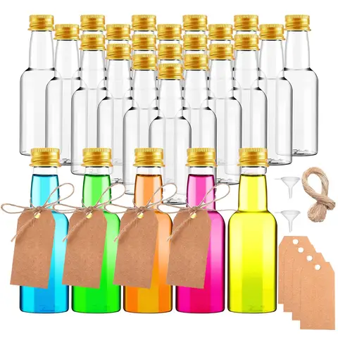 28pcs Mini Liquor Bottles  Small Liquor Bottles for Party Favors.It with any liquid like alcohol, whiskey, moonshine,tequila.