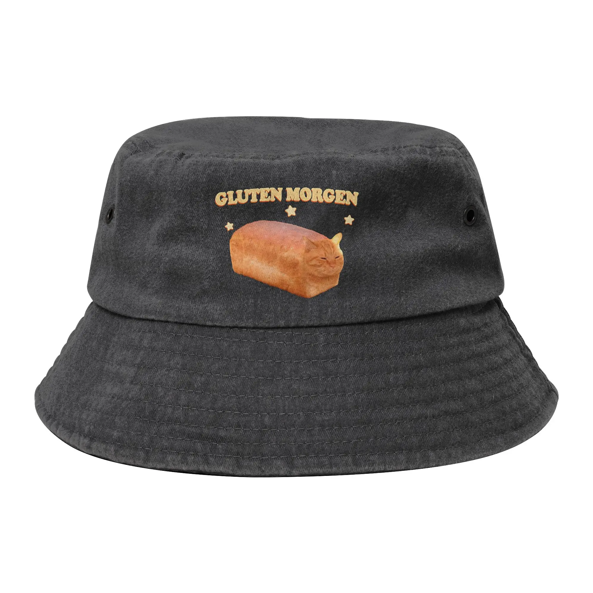 Unisex Bucket Hat Gluten Morgen Funny Cat Loaf Hot Summer Headwear Outdoor Sports Fishing Cap Bob Geburtstagsgeschenkidee
