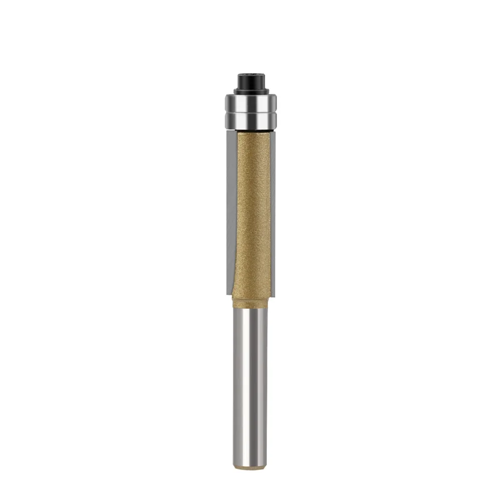 1PC 6mm1/4'' 2개의 베어링이 있는 생크 플러시 트림 비트 베어링 목공 도구 엔드밀이 있는 목재 트리밍 커터용 라우터 비트
