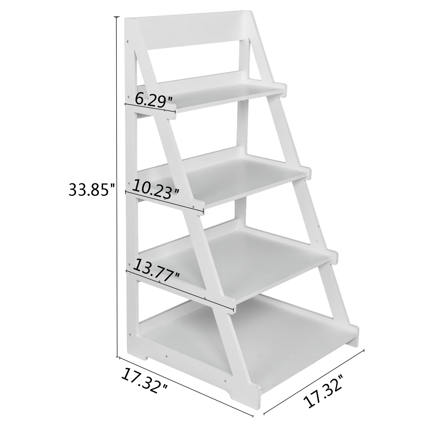 Wood Plastic 4-Tier Ladder Style Shelf Plant Stand White