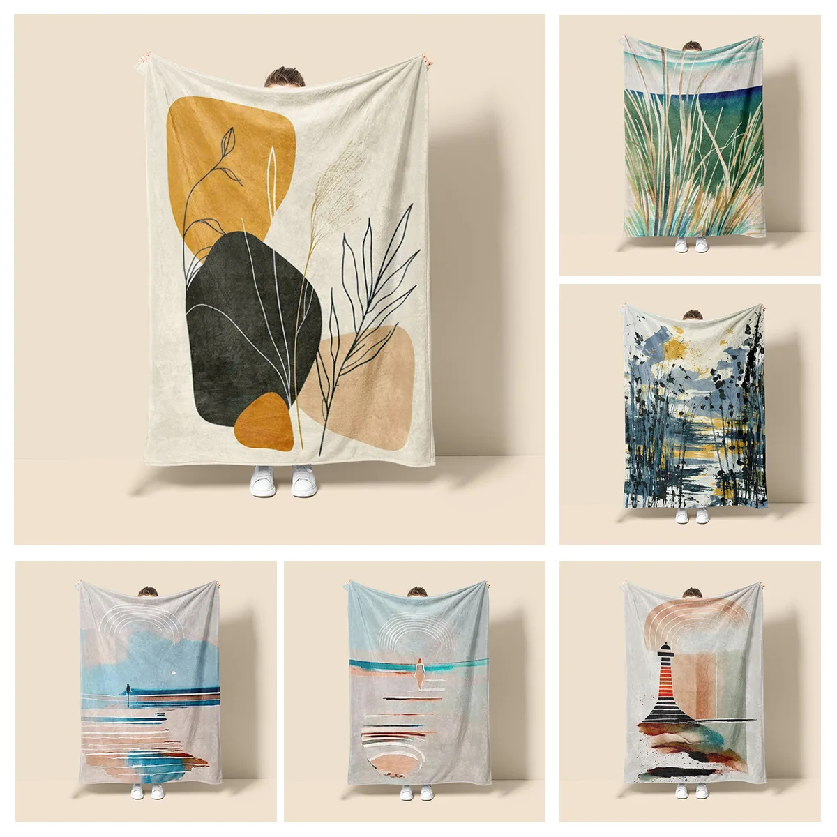 

Цветное абстрактное художественное одеяло Morandi, коралловое флисовое одеяло для дивана, декоративное одеяло для гостиной, спальни, устойчивое к выцветанию