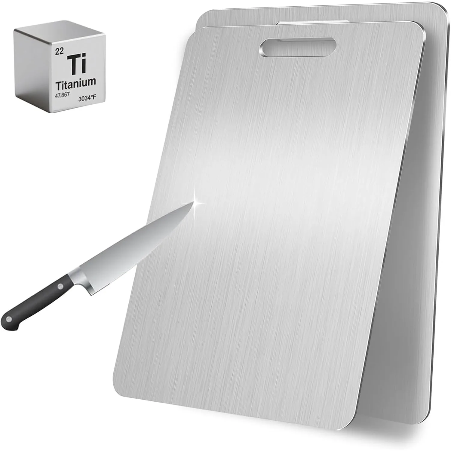 

100% pure titanium double-sided cutting board, dishwasher safe and durable meat, fruit and vegetable cutting board (M+L)