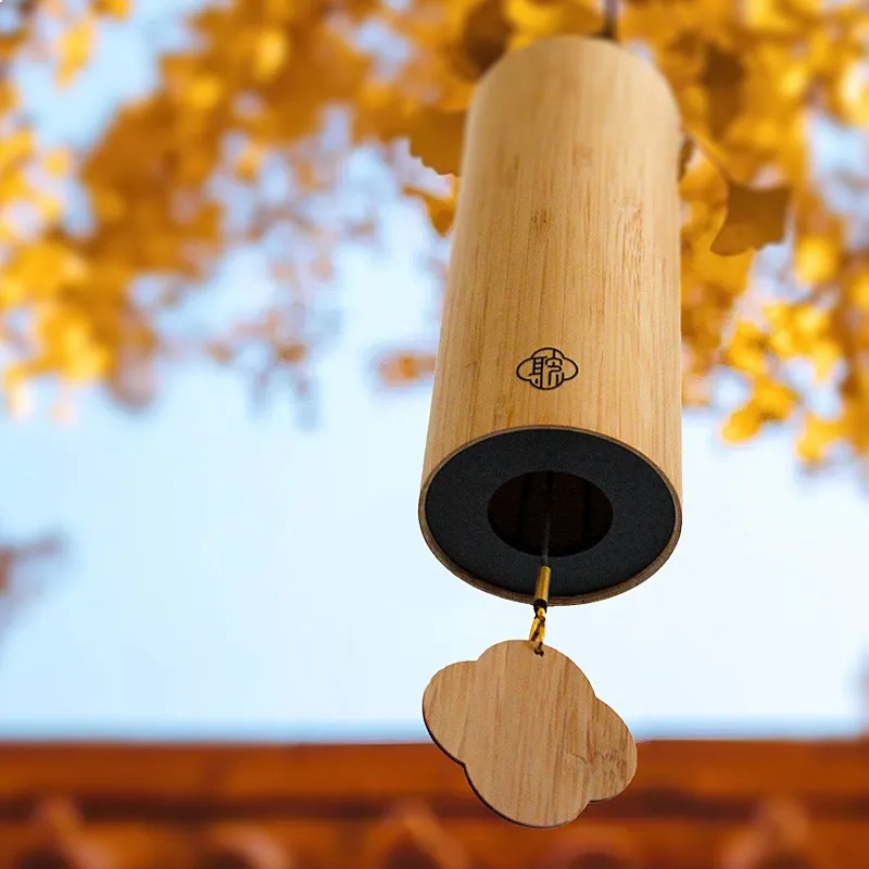 Japanese Zen Bamboo Wind Chimes Natural Sound Therapy Handmade Musical Decor for Garden Bedroom Outdoor