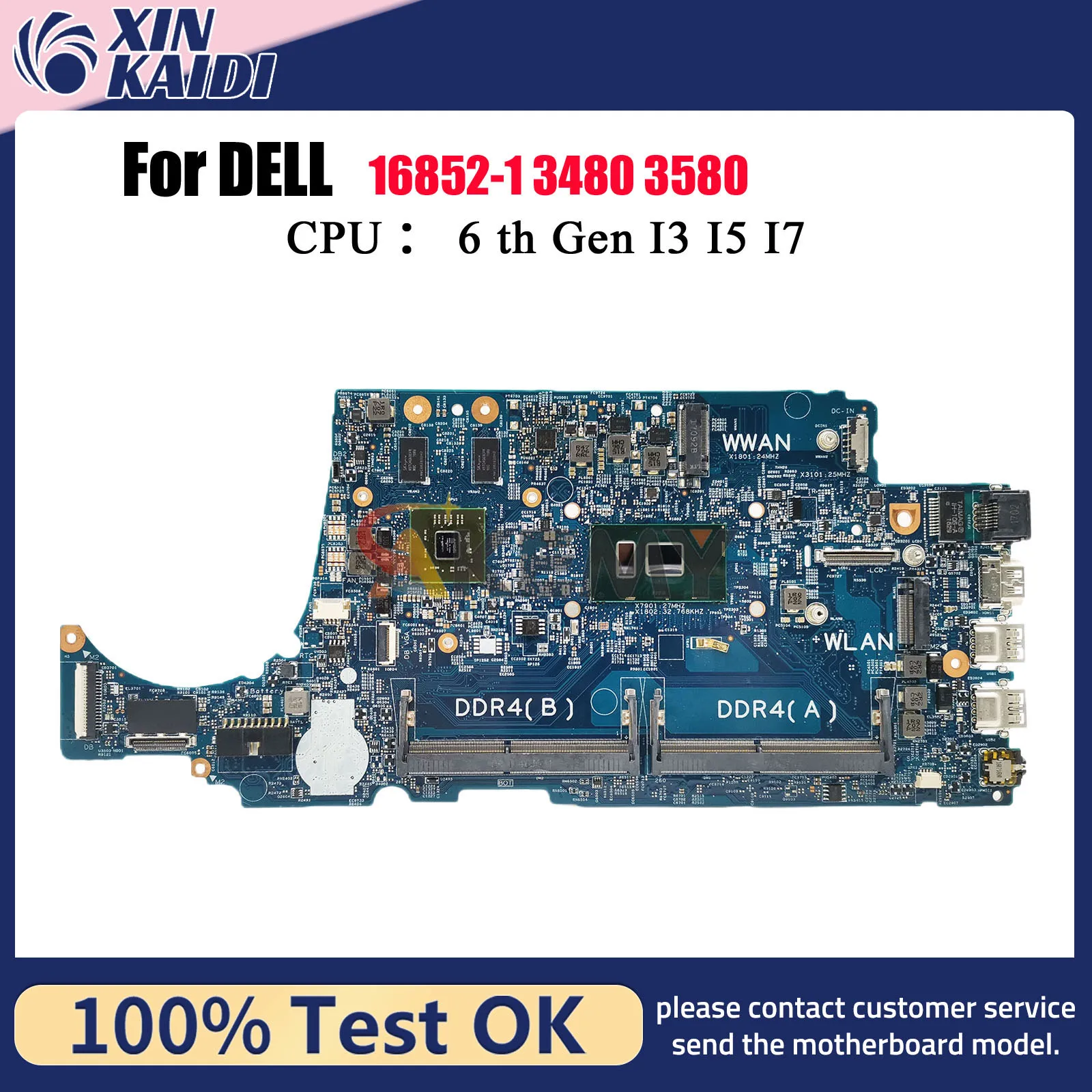 

Материнская плата для ноутбука DELL Latitude 3480 3580 16852-1 с процессором i3 i5 i7 CN-02V63C 004JRR 0TD9WG 08NCKY, 100% полностью протестировано
