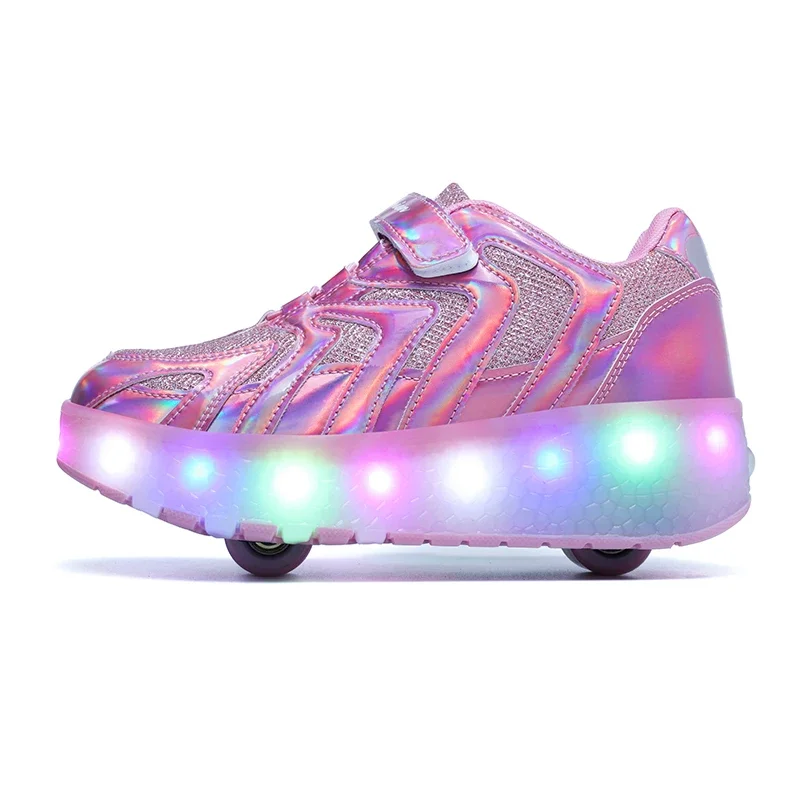 เด็กล้อรองเท้า Roller รองเท้าสเก็ต 2 ล้อเด็ก Deform รองเท้าผ้าใบกีฬากลางแจ้งการเปลี่ยนรูป Parkour Runaway เด็กผู้หญิงเยาวชนของขวัญ