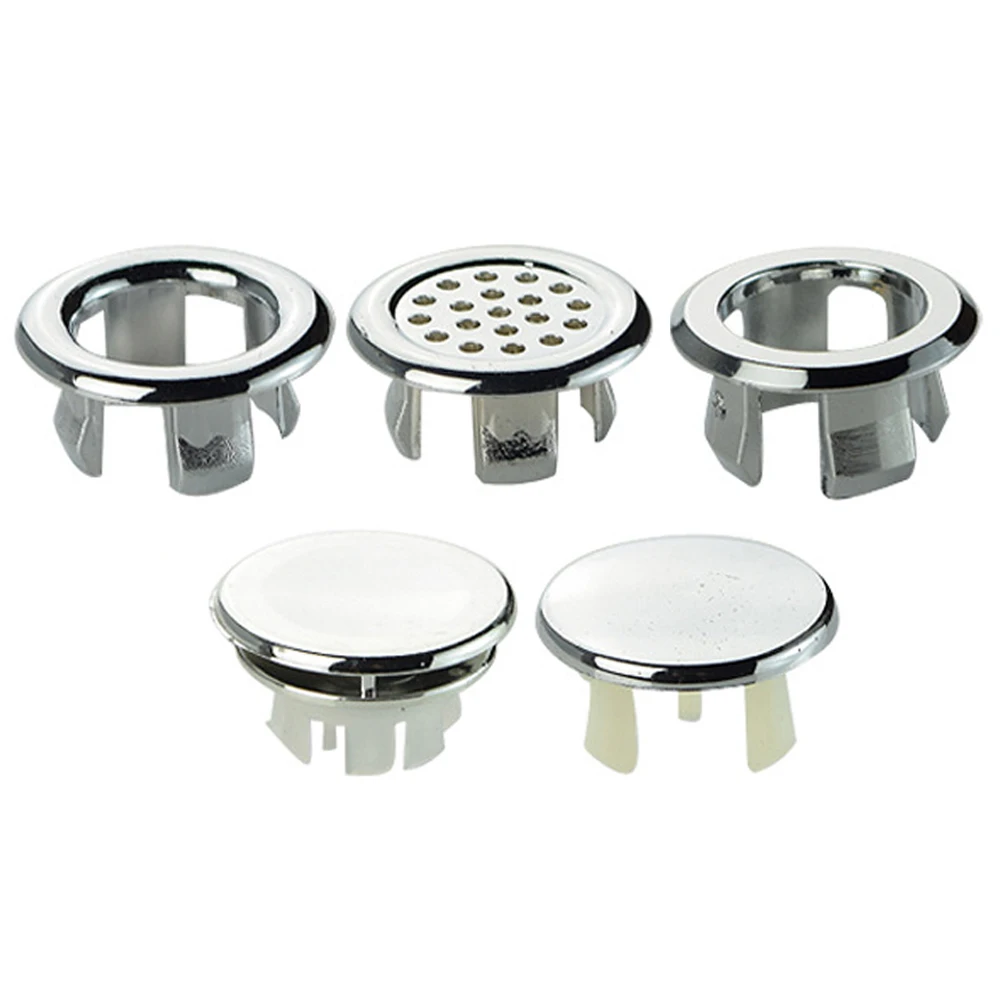 5 Styles Basin Sink Round Overflow Cover Ring Insert Replacement Tidy Chrome Trim Bathroom Accessories