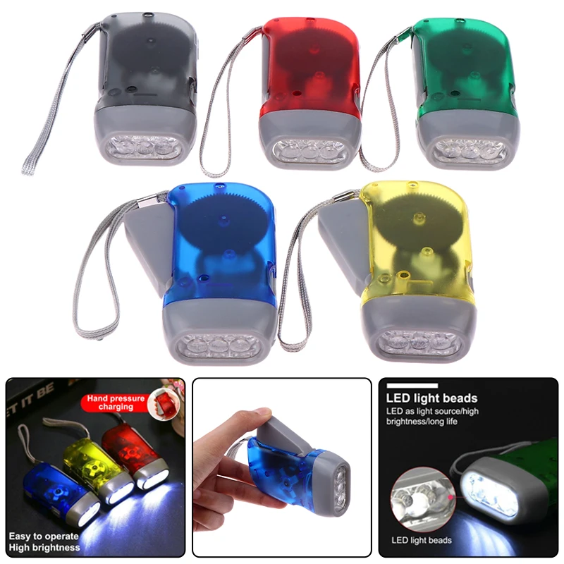 

Self-Sustained Mini Torch with Hand Crank Dynamo Power, Wind Up LED Flashlight for Camping