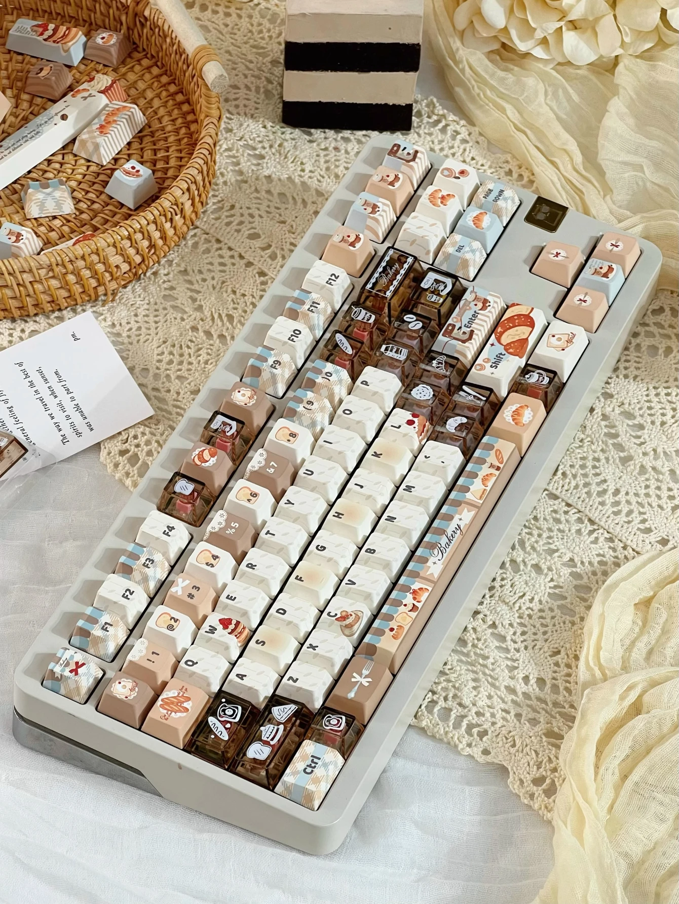 

Coffee Bakery Theme Keycaps Set New Cherry Profile PBT Sublimation PC Customized Keycaps for Mechanical Keyboard Accessories