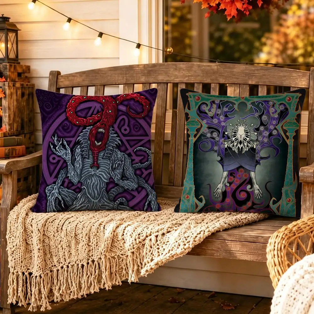 Creature Nyarlathotep Cushion Cover Pillow Short Plush Scary Creepy Cushion for Living Room Sofa Halloween Holiday Gift