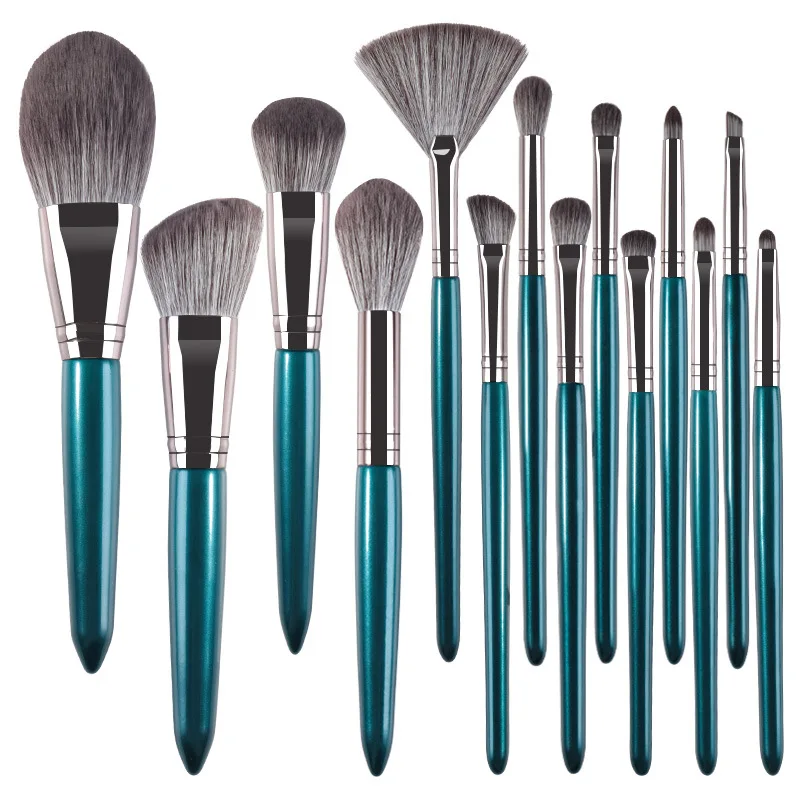 14 Green Cloud Makeup Brush Set Upgrade Soft Wood Handle Beauty Tools Beginners Complete Makeups brush Makeup Refresh