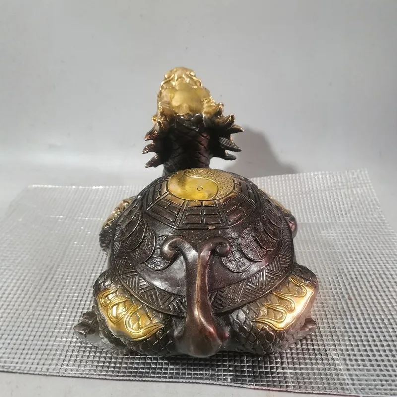 Copper-colored gilded turtle with eight-trigram head, Baxia and Bixi bronze ornaments, nine dragon descendants, fo