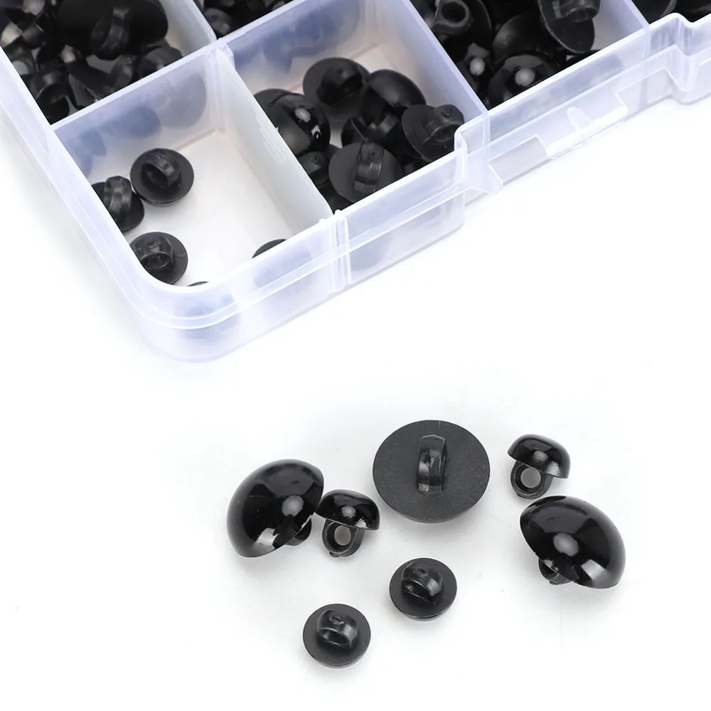 100pcs Accessories Plastic Eyes Mushroom Shank Black Plastic Crafts Half Ball Shape Mushroom Buttons Amigurumi Projects