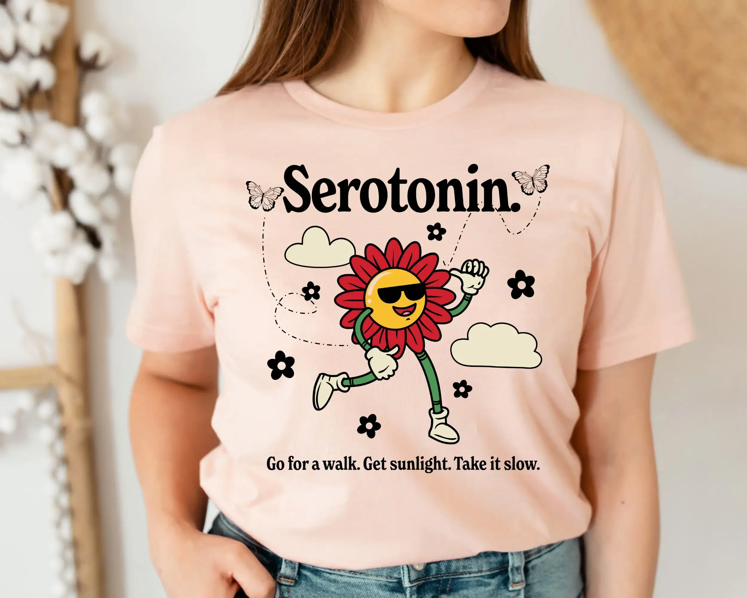 Retro Serotonin Chemical T Shirt Mental Health Matters Awareness Anxiety For Women