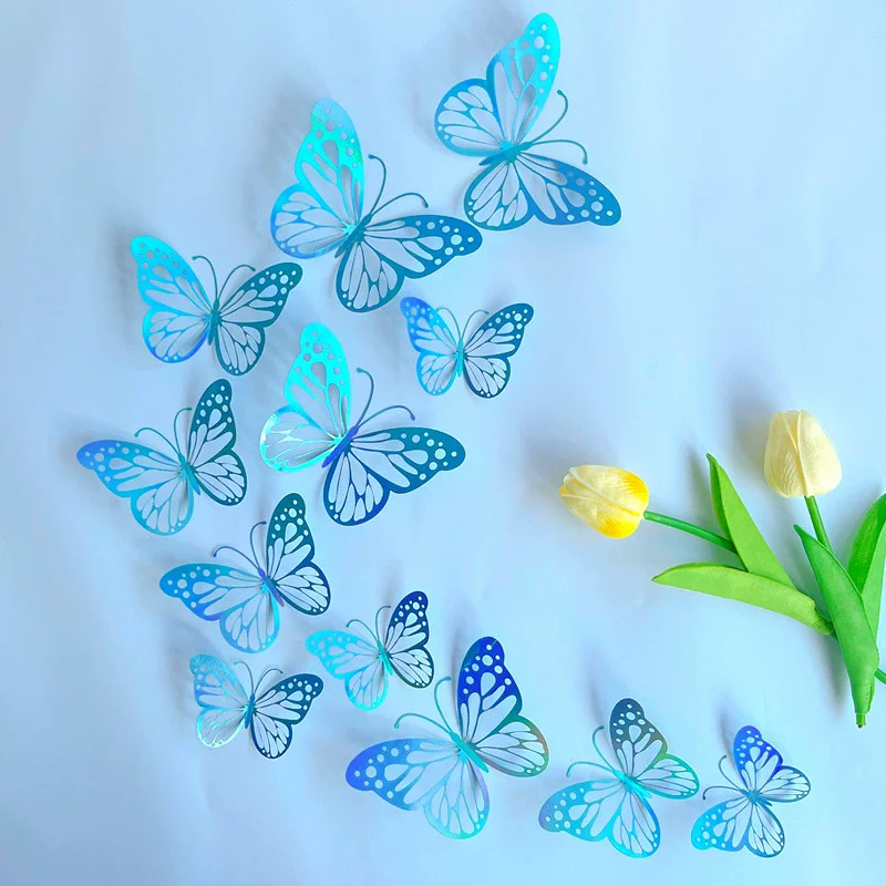 12Pcs/Set Fashion 3D Butterfly Creative DIY Wall Sticker Modern Wall Art Bedroom Kids Room Home Decorative Butterflies DIY Gift